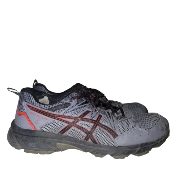 Asics GEL Venture 8 Trail Running shoes, Grey/Red/Black, 101B396, Men's sz 10.5 - Picture 3 of 14